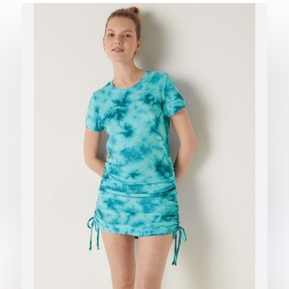PINK Victoria's Secret Aqua Tie-Dye Terry Cloth Dress, Medium